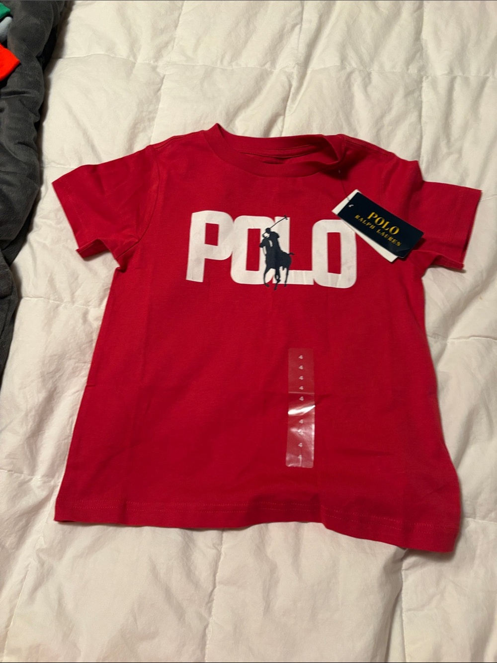 Polo by Ralph Lauren Red Tee with White Logo and Navy Pony